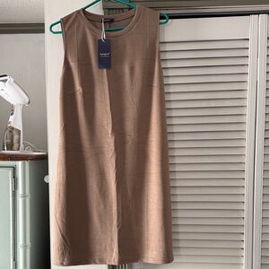 Sleeveless Shift Dress in Taupe scuba material by Sampreel